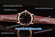 Patek Philippe Calatrava Swiss ETA 2824 Automatic Rose Gold Case with Black Dial and Brown Leather Strap