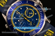 Omega Seamaster Diver 300M Chrono Miyota OS20 Quartz Steel Case with Blue Dial and Yellow Inner Bezel