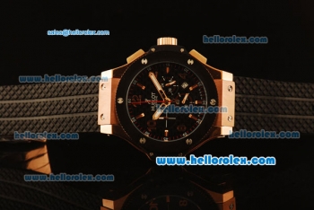 Hublot Big Bang King Chronograph Miyota Quartz Movement Rose Gold Case with Black Dial and PVD Bezel