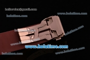 Hublot King Power Chrono Swiss Valjoux 7750 Automatic Rose Gold Case with Brown Rubber Strap and Rose Gold Markers (YR)