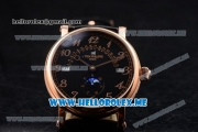 Patek Philippe Grand Complications Asia ST25 Automatic Rose Gold Case with Black Dial and Black Leather Strap Arabic Numeral Markers