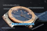 Hublot Classic Fusion Miyota 9015 Automatic Rose Gold Case with Navy Blue Dial Stick Markers and Navy Blue Genuine Leather Strap