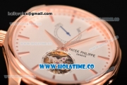 Patek Philippe Calatrava Tourbillon Swiss ETA 2824 Automatic Rose Gold Case with Stick Markers and White Dial