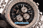 Breitling for Bentley Motors Quartz Chronograph Movement Full Steel with Black Dial and Silver Stick Marker