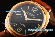 Panerai Radiomir 8 Days Pam 197 Manual Winding Movement Rose Gold Case with Navy Dial and Leather Strap