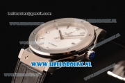 Hublot Classic Fusion 9015 Auto Steel Case with White Dial and Black Leather Strap