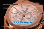 Audemars Piguet Royal Oak Chrono 41MM Swiss Valjoux 7750 Automatic Rose Gold Case with White Dial Stick Markers and Brown Leather Strap (EF)