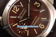 Panerai Marina Militare Pam 036 Asia 6497 Manual Winding Steel Case with Brown Dial and Dark Brown Leather Strap