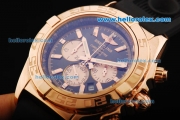 Breitling Chronomat B01 Chronograph Miyota Quartz Movement Rose Gold Case with Black Dial and Black Rubber Strap