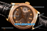 Rolex Day-Date Asia Automatic Yellow Gold Case with Diamonds Markers Grey Dial - Diamonds Bezel (BP)