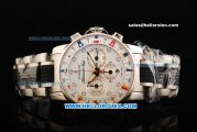 Corum Admiral's Cup Chronograph Swiss Valjoux 7750 Automatic Movement Steel Case with White Dial and Two Tone Strap