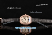 Franck Muller Heart Swiss Quartz Rose Gold Case with Black Leather Strap Diamond Bezel and White Dial - ETA Coating