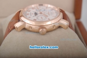 Vacheron Constantin Malte Chronograph Automatic Rose Gold Case with White Dial-Leather Strap