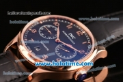 IWC Portuguese Automatic Movement Rose Gold Case with Black Dial and Black Leather Strap