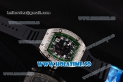 Richard Mille RM010 Miyota 9015 Automatic Steel/Diamonds Case with Skeleton Dial and Green Inner Bezel