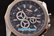 Breitling Bentley Barnato Racing Swiss Valjoux 7750-SHG Automatic Steel Case with Black Dial and Steel Strap