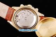 Rolex Daytona Oyster Perpetual Swiss Valjoux 7750 Chronograph Movement Full Rose Gold Case with Khaki Dial and Diamond Markers/Bezel-Brown Leather Strap