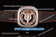 SevenFriday M1-03 Japanese Miyota 8215 Automatic Steel Case with Skeleton Dial and Black Leather Strap