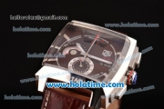 Tag Heuer Monaco Chronograph Quartz Steel Case with Brown Dial and Brown Leather Strap