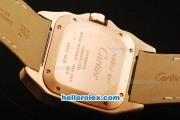 Cartier Santos 100 Swiss ETA 2671 Automatic Movement Rose Gold Case with Brown Leather Strap-1:1 Imitate