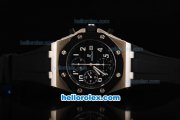 Audemars Piguet Royal Oak Offshore Swiss Valjoux 7750 Automatic Movement with PVD Bezel and Black Dial-Black Rubber Strap-Run 9 Second