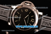 Panerai Luminor Base Destro Left Handed Dive Watch Pam 219 O Swiss ETA 6497 Manual Winding Steel Case with Black Dial Black Rubber Strap and Stick/Arabic Numeral Markers (H)