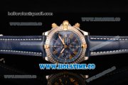 Breitling Chronomat Evolution Swiss Valjoux 7750 Automatic Steel Case with Blue Dial and Yellow Gold Roman Numeral Markers (BP)