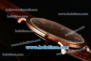 Patek Philippe Calatrava Miyota OS2035 Quartz Rose Gold Case with White Roman Numeral Markers and Brown Dial