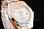 Rolex Day-Date Oyster Perpetual Automatic Movement Three Tone with White MOP Dial and Gold Roman Marking