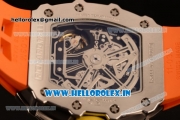 Richard Mille RM11-03 Swiss Valjoux 7750 Automatic Steel Case Skeleton Dial With Arabic Numeral Markers Orange Rubber Strap(KV)