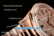 Rolex Day Date II Swiss ETA 2836 Automatic Full Rose Gold with Diamond Dial/Bezel and Black Stick Markers