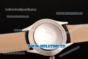 Rolex Cellini Time Asia 2813 Automatic Steel Case with Black Leather Strap and White Dial (BP)