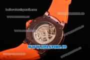 Richard Mille RM028 Swiss Valjoux 7750 Automatic Brown PVD Case with Skeleton Dial and Orange Rubber Strap - Red