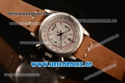 Rolex Explorer Chronograph Miyota OS20 Quartz Steel Case with White Dial and Brown Leather Strap