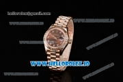 Rolex Datejust Swiss ETA 2671 Automatic Rose Gold Case with Brown Dial Diamonds Markers and Rose Gold Bracelet (BP)