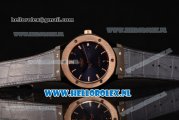 Hublot Classic Fusion 9015 Auto PVD/Rose Gold Case with Blue Dial and Blue Leather Strap