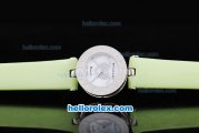 Bvlgari B Zero 1 Quartz with White Case and White MOP Dial with Diamond-Green Leather Strap-Lady size