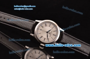 Patek Philippe Calatrava Swiss ETA 2824 Automatic Steel Case with Black Leather Strap White Dial Roman Markers