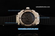 Hublot King Power Limited Edition Chronograph Swiss Valjoux 7750 Automatic Movement Steel Case with Stick Markers and Black Rubber Strap