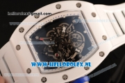 Richard Mille RM 055 9015 Auto Ceramic Case with Skeleton Dial and White Rubber Strap - 1:1 Origianl (KV)