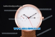 Greyhours Essential Asia Manual Winding Rose Gold Case with White Dial Stick Markers and Brown Leather Strap