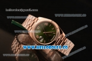 Rolex Day-Date Clone Rolex 3235 Automatic Rose Gold Case with Brown Dial Roman Numeral Markers and Rose Gold Bracelet (CF)