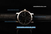 Vacheron Constantin Power Reserve Automatic Movement Steel Case with Black Dial and Black Leather Strap