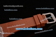 IWC Ingenieur Asia ST Automatic Steel Case with Brown Rubber Strap Stick Markers and Brown Dial