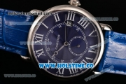 Cartier Rotonde De Asia Manual Winding Steel Case with Blue Dial and White Roman Numeral Markers