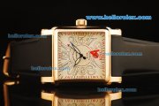 Franck Muller Conquistador King Swiss ETA 2824 Automatic Movement Rose Gold Case with White Dial and Black Rubber Strap