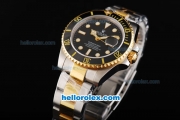 Rolex Submariner Swiss ETA 3135 Automatic Movement Two Tone with Gold/Black Bezel and Black Dial