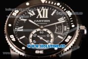 Cartier Calibre de Cartier Diver Swiss ETA 2824 Automatic PVD Case with White Arabic Numeral Markers and Black Dial (ZF)