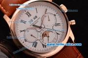 Patek Philippe Complications ST18 Automatic Rose Gold Case with Black Roman Numeral Markers and White Dial