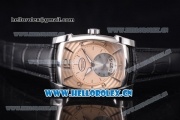 Parmigiani Kalpa Grande Clone Parmigiani PF331.01 Automatic Steel Case with Rose Gold Dial Stick/Arabic Numeral Markers and Black Leather Strap